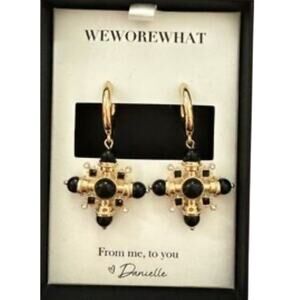 We Wore What Black And Gold Pendant Earrings New in the box